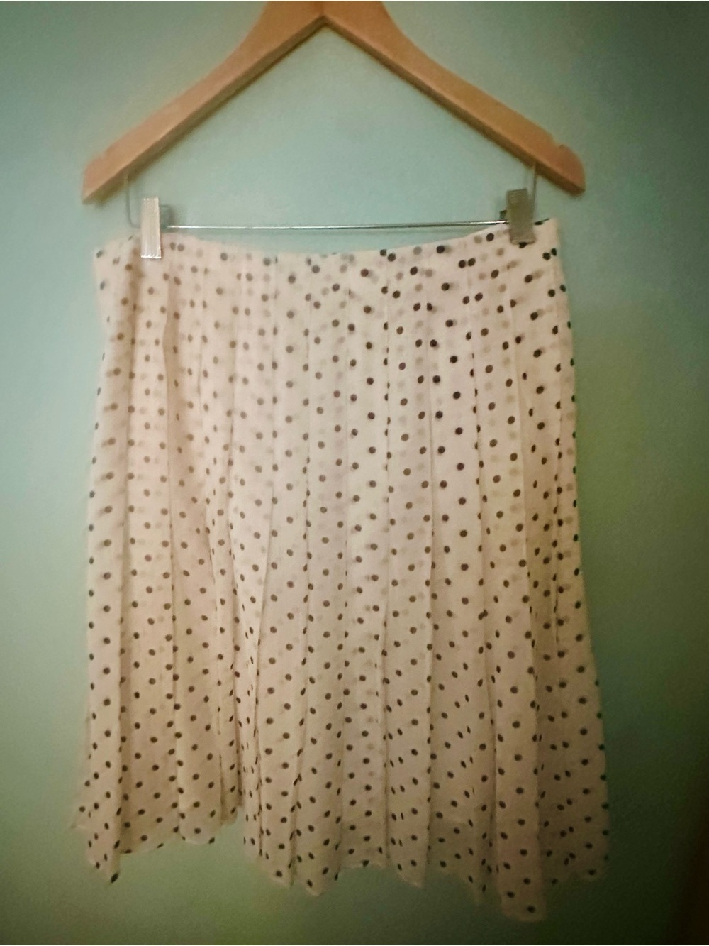 Theory Ivory and Black Polka Dot Pleated Circle Skirt